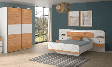 Lit pour literie 140x190 cm - Chevets inclus